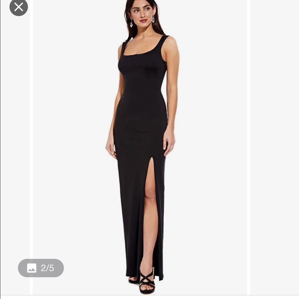 Adrianna Papell Lola Jersey Black Column Dress NWT